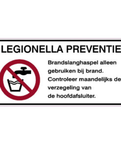 Sticker voor op haspel -legionellapreventie-